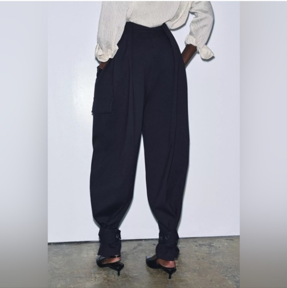Zara Black Wide-Leg Cargo Pants - Picture 13 of 15